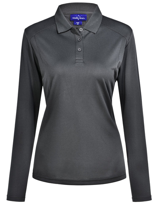 "Ladies Bamboo Polo Long Sleeve Charcoal Corporate - NS PROMO"