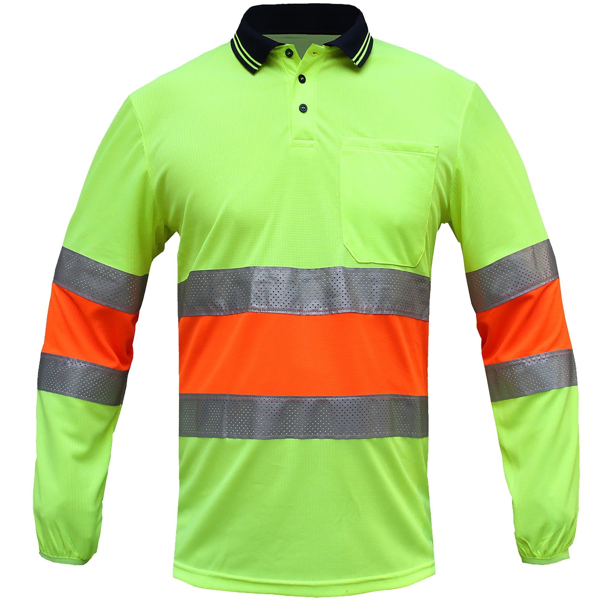 "Custom Hi Vis Long Sleeve Polo – Reflective Bio-Motion, Add Your Logo | NS Promo - NS PROMO"
