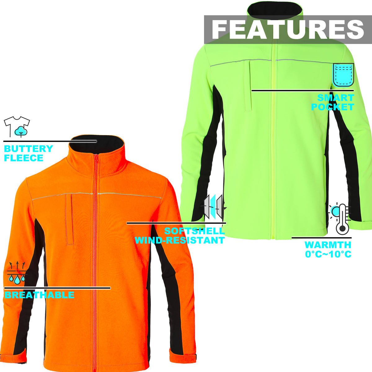 "Custom Hi Vis Softshell Jacket Add Your Logo – Big Bee Panel - NS PROMO"