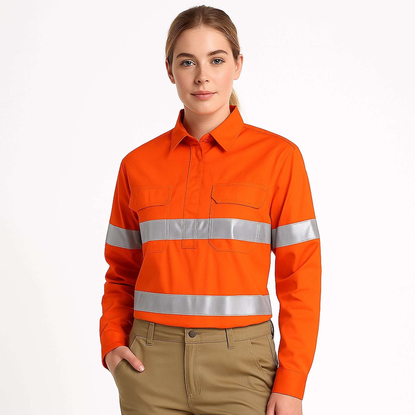 Big Bee Ladies Work Shirts CLOSED FRONT Lightweight Cotton - NS PROMO