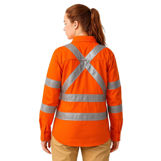 Big Bee Ladies Hi-Vis Work Shirt Cross Back Reflective X Pattern - NS PROMO
