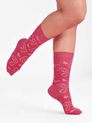 Pink Unisex Happy Feet Comfort Socks