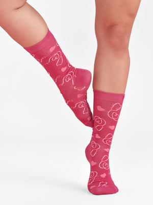 Pink Unisex Happy Feet Comfort Socks