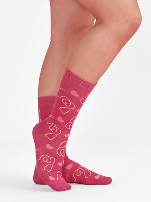 Pink Unisex Happy Feet Comfort Socks