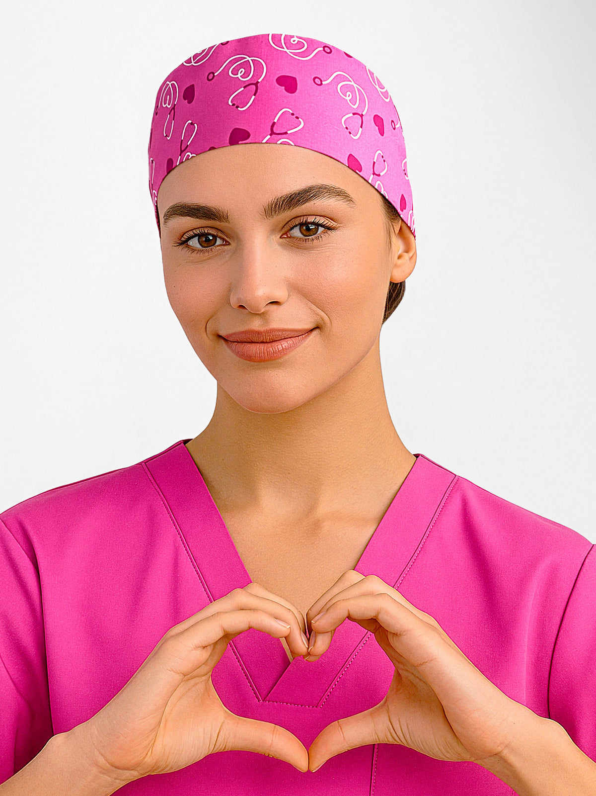 Pink Unisex Printed Scrub Cap