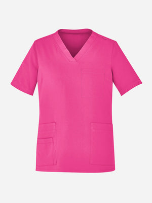 Pink Unisex V-Neck Scrub Top