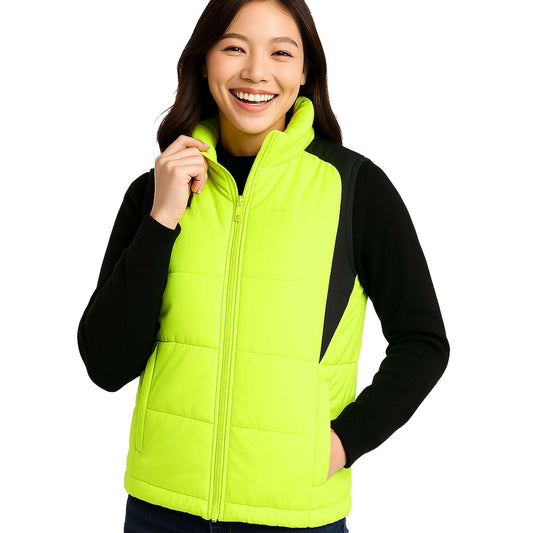 ISUSI Ladies Hi-Vis Work Puffer Vest, Insulated - NS PROMO