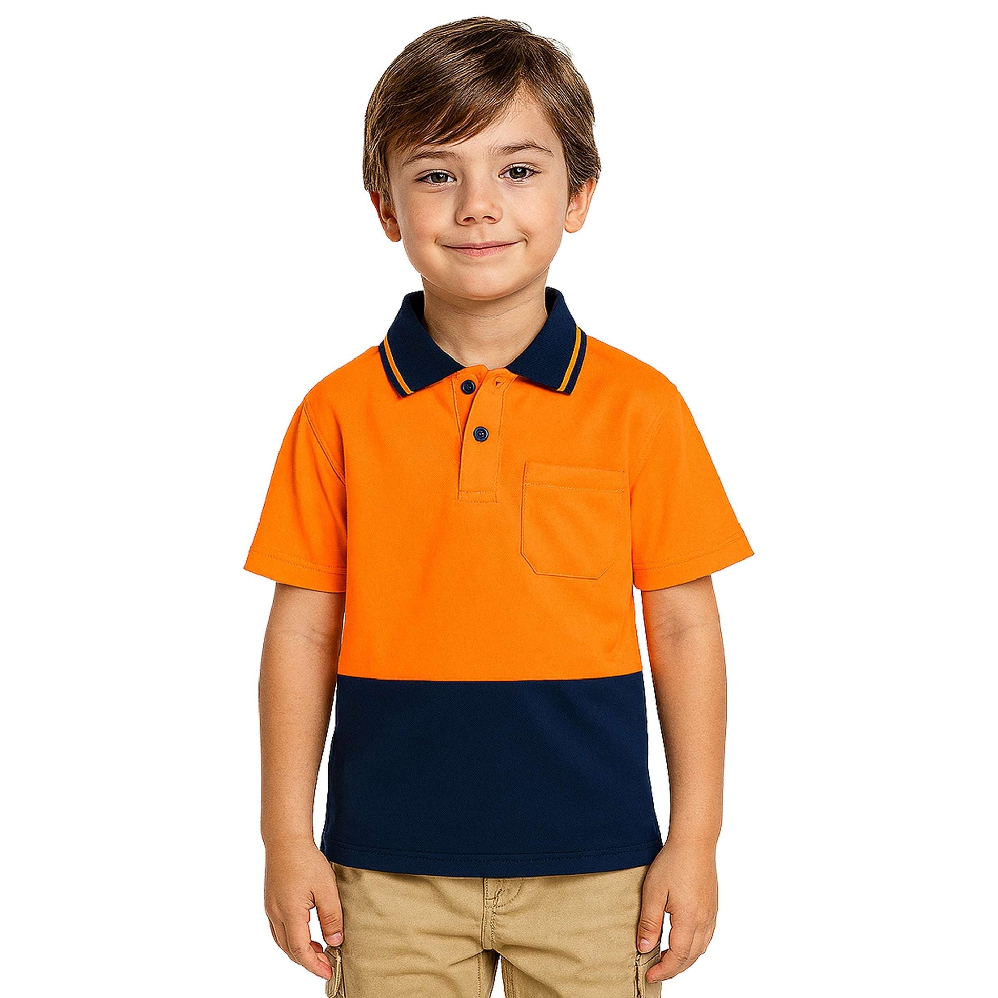 Big Bee Kids Hi Vis Polo Shirts, Pink Orange Yellow - NS PROMO