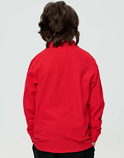 Kids Poly Cotton Polo Shirt Long Sleeve Easy Fit - NS PROMO