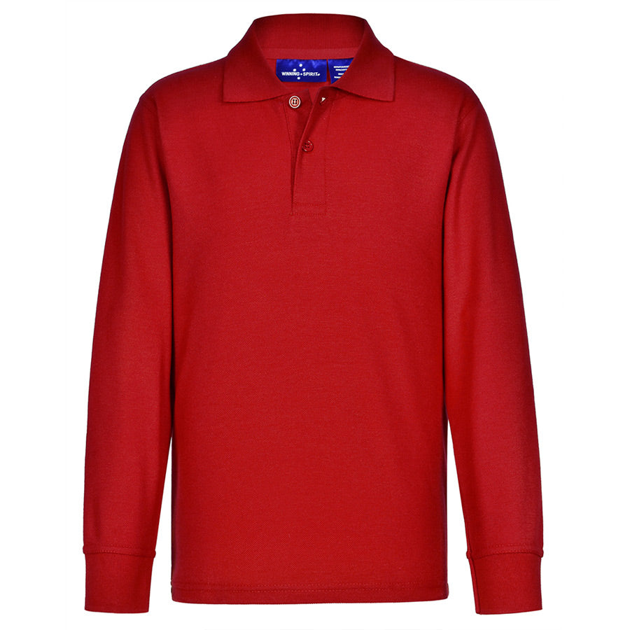 Winning Spirit PS12K Kids Long Sleeve Poly Cotton Polo Shirt