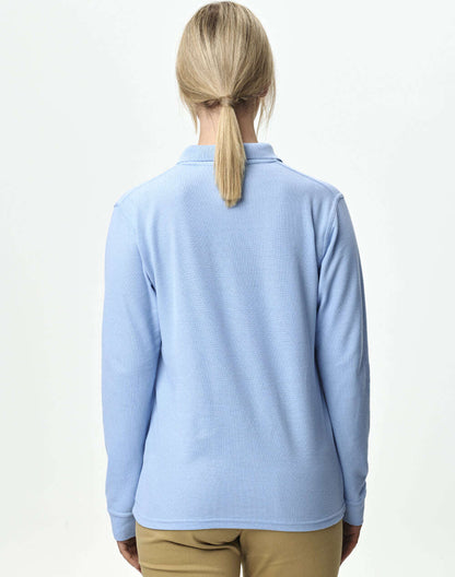 Unisex Poly Cotton Polo Shirt Long Sleeve Pique Knit - NS PROMO