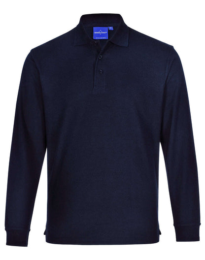 Unisex Poly Cotton Polo Shirt Long Sleeve Pique Knit - NS PROMO