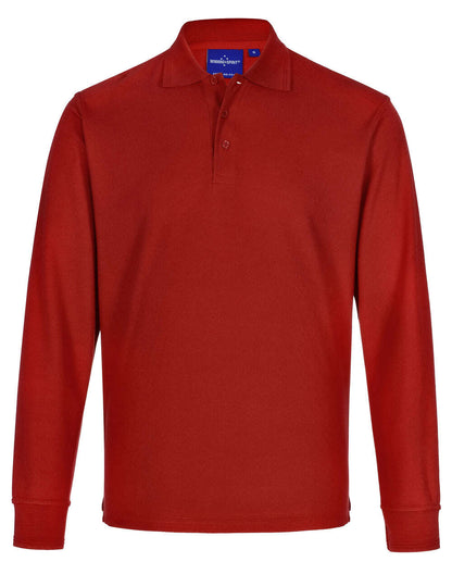Unisex Poly Cotton Polo Shirt Long Sleeve Pique Knit - NS PROMO