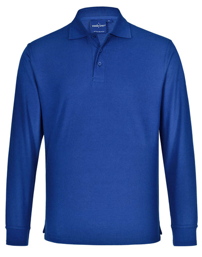 Unisex Poly Cotton Polo Shirt Long Sleeve Pique Knit - NS PROMO