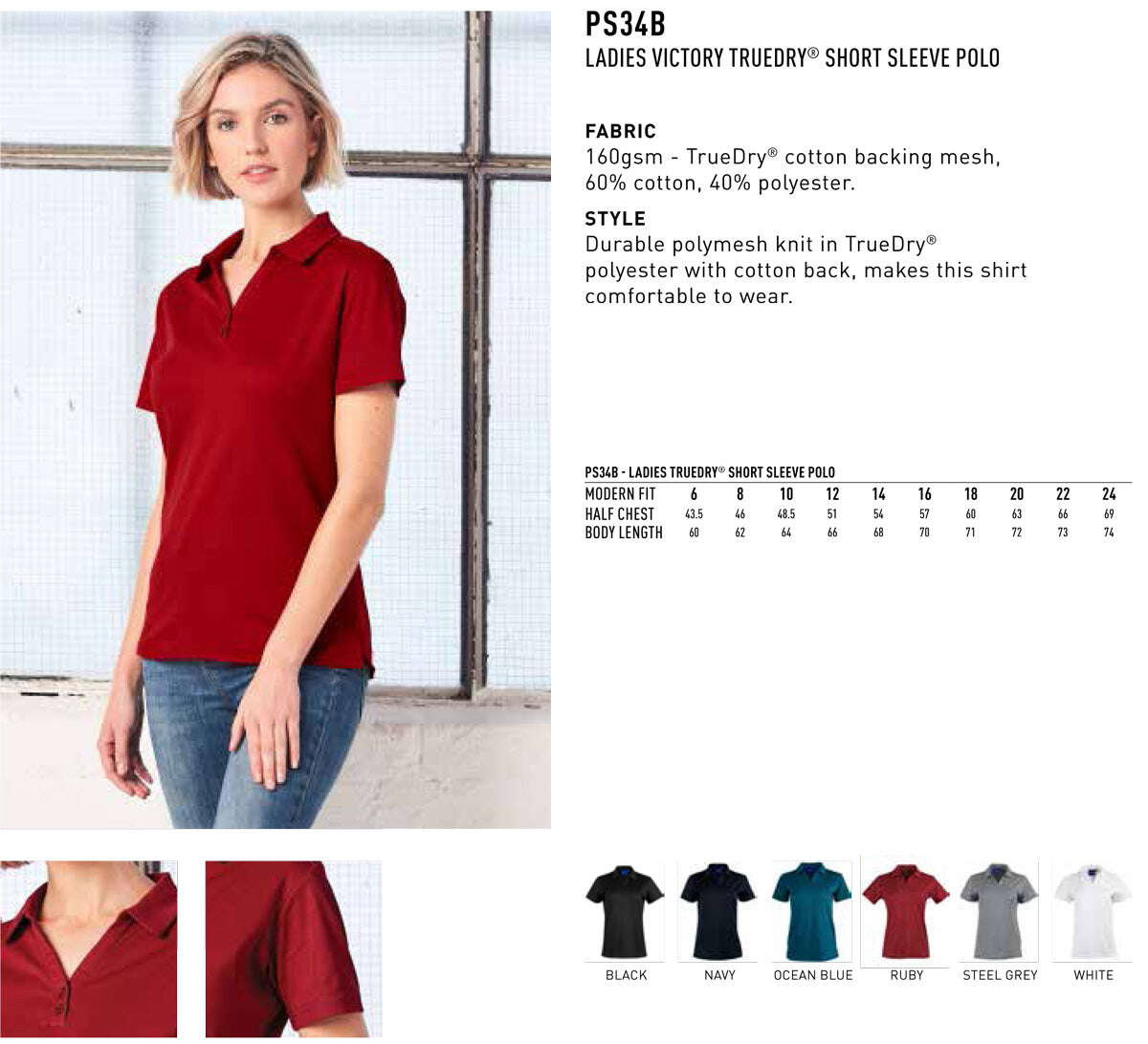 Ladies TrueDry Polo Shirt Short Sleeve Victory - NS PROMO
