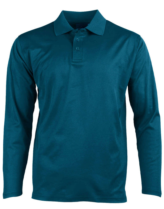 Mens TrueDry Polo Shirts Long Sleeve Breathable Easy Care Workwear Top - NS PROMO