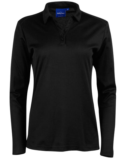 Ladies TrueDry Cotton Polo Shirt Long Sleeve Backed Mesh - NS PROMO
