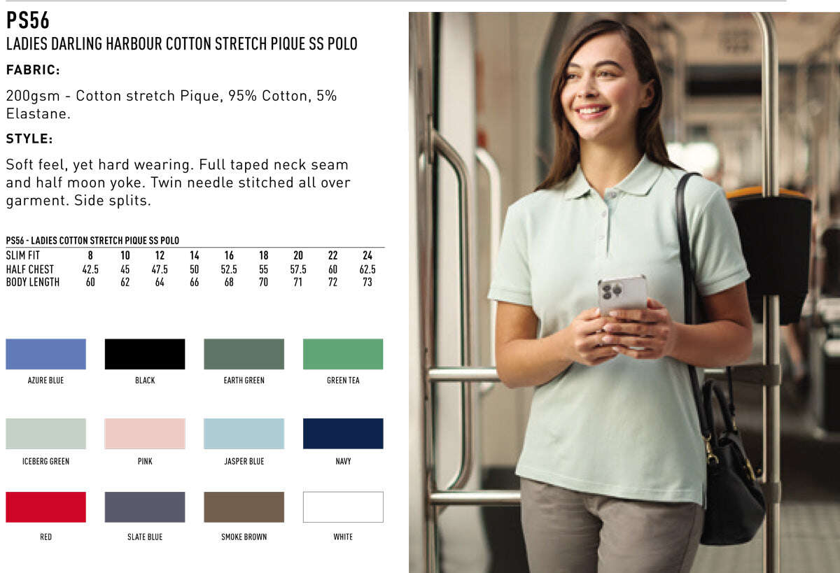 Ladies Darling Harbour Cotton Polo Stretch Pique - NS PROMO