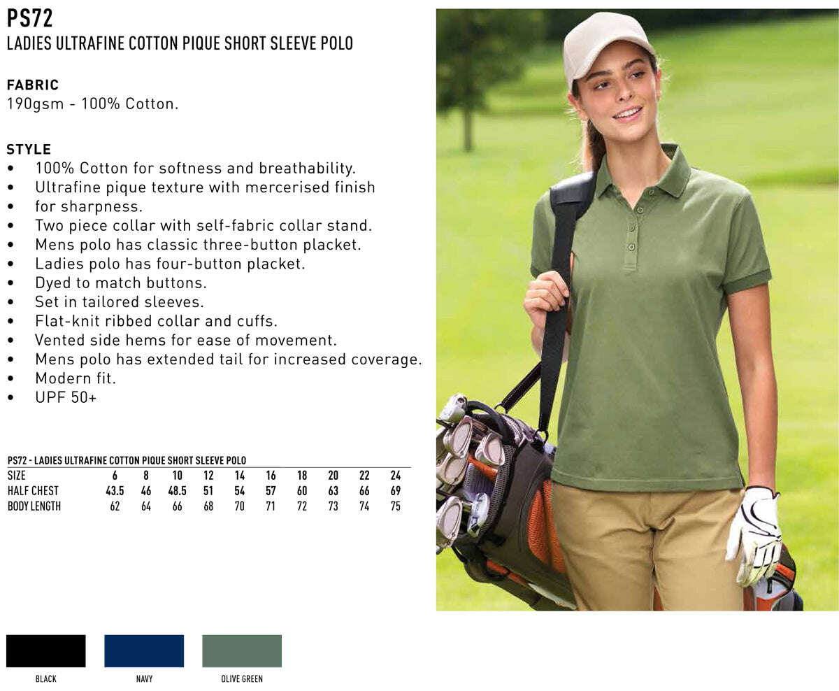 Ladies Ultrafine Cotton Polo Short Sleeve Pique - NS PROMO
