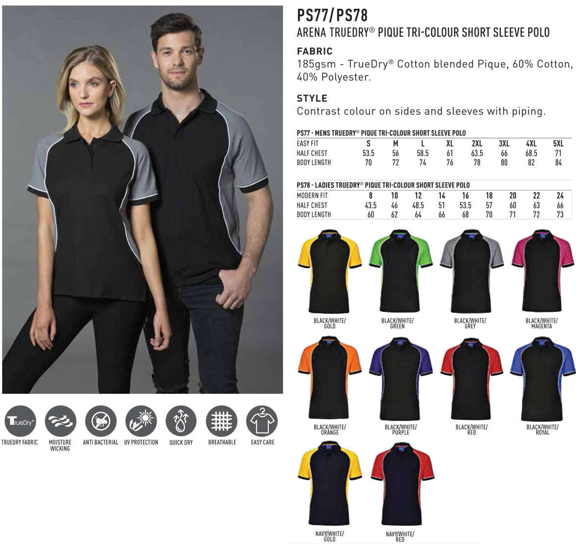 Ladies Arena TrueDry Polo Shirt Breathable with Contrast Piping - NS PROMO