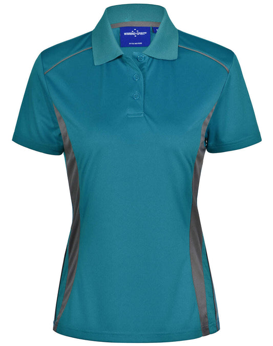 Ladies CoolDry Contrast Polo Shirt Short Sleeve Breathable - NS PROMO