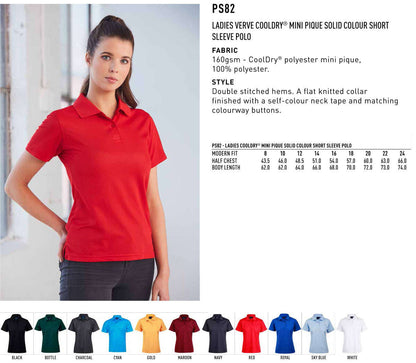 Ladies CoolDry Polo Shirt Short Sleeve Solid Colour - NS PROMO