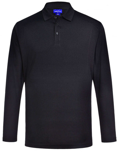 Mens Bamboo Polo Shirt Long Sleeve Corporate Charcoal - NS PROMO