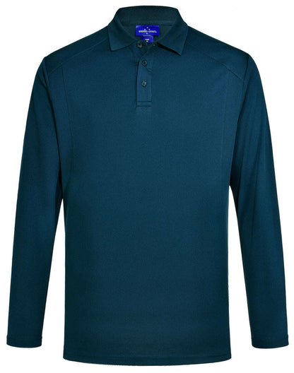 Mens Bamboo Polo Shirt Long Sleeve Corporate Charcoal - NS PROMO