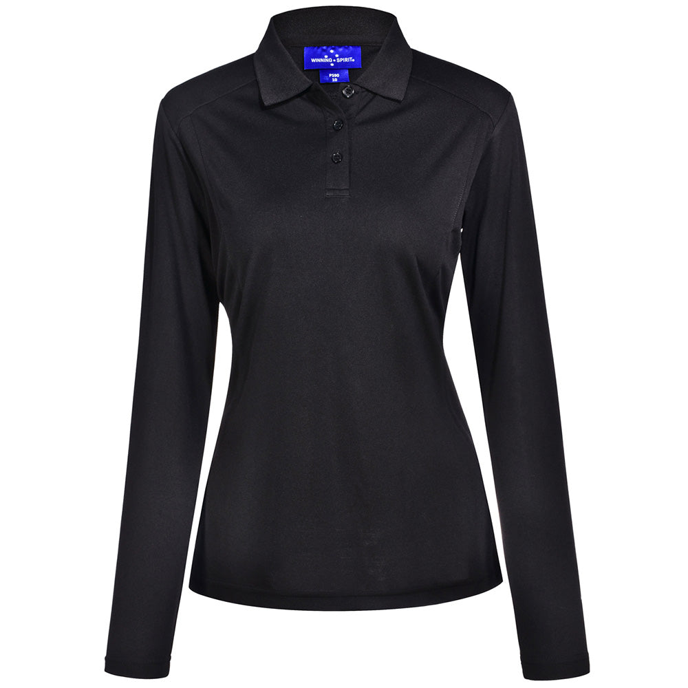 Winning Spirit PS90 Ladies Bamboo Charcoal Long Sleeve Polo Shirt