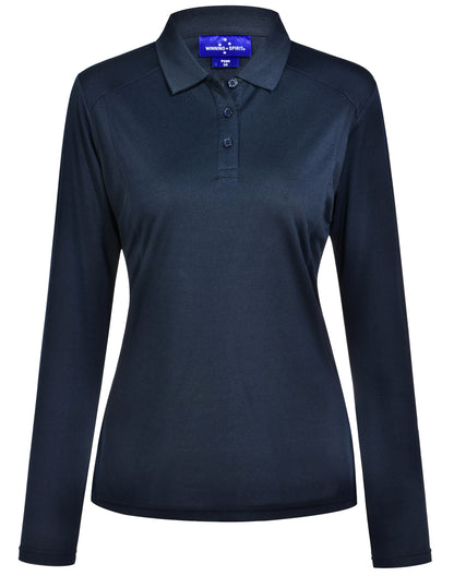 Ladies Bamboo Polo Long Sleeve Charcoal Corporate - NS PROMO