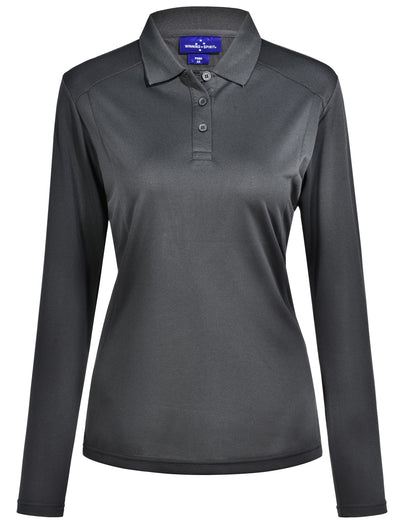 Ladies Bamboo Polo Long Sleeve Charcoal Corporate - NS PROMO