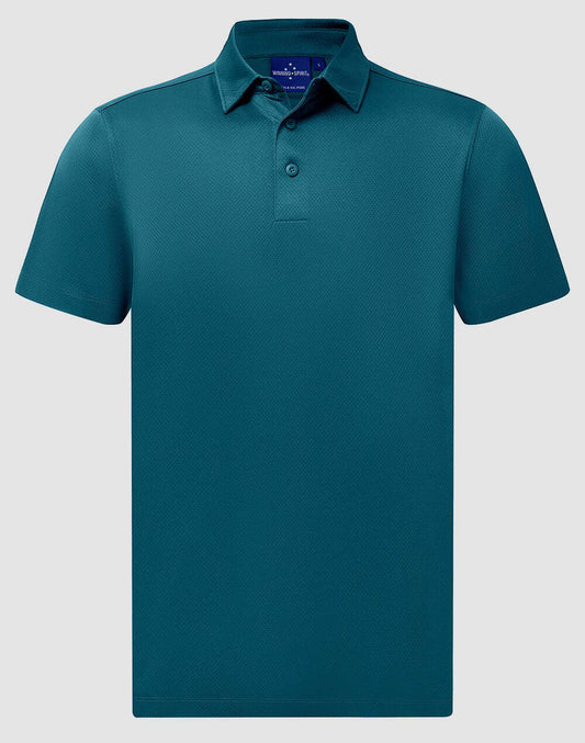 Mens Recycled PET Polo Shirt Short Sleeve Sustainable Jacquard Knit - NS PROMO