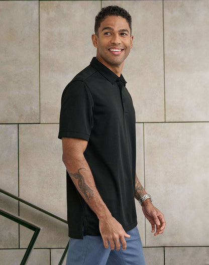 Mens Recycled PET Polo Shirt Short Sleeve Sustainable Jacquard Knit - NS PROMO