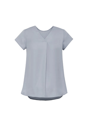 Kayla Womens V-Neck Pleat Blouse