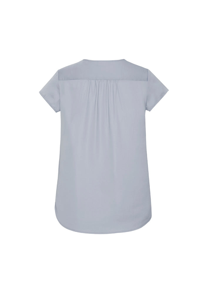 Kayla Womens V-Neck Pleat Blouse