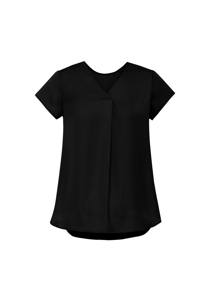 Kayla Womens V-Neck Pleat Blouse
