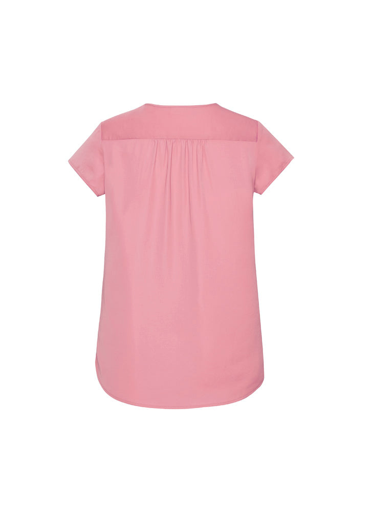Kayla Womens V-Neck Pleat Blouse