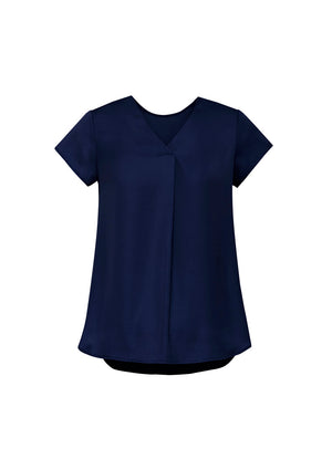 Kayla Womens V-Neck Pleat Blouse