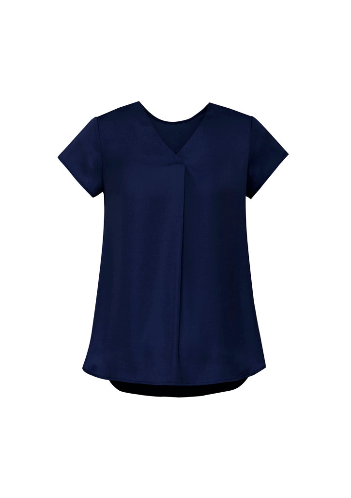 Kayla Womens V-Neck Pleat Blouse