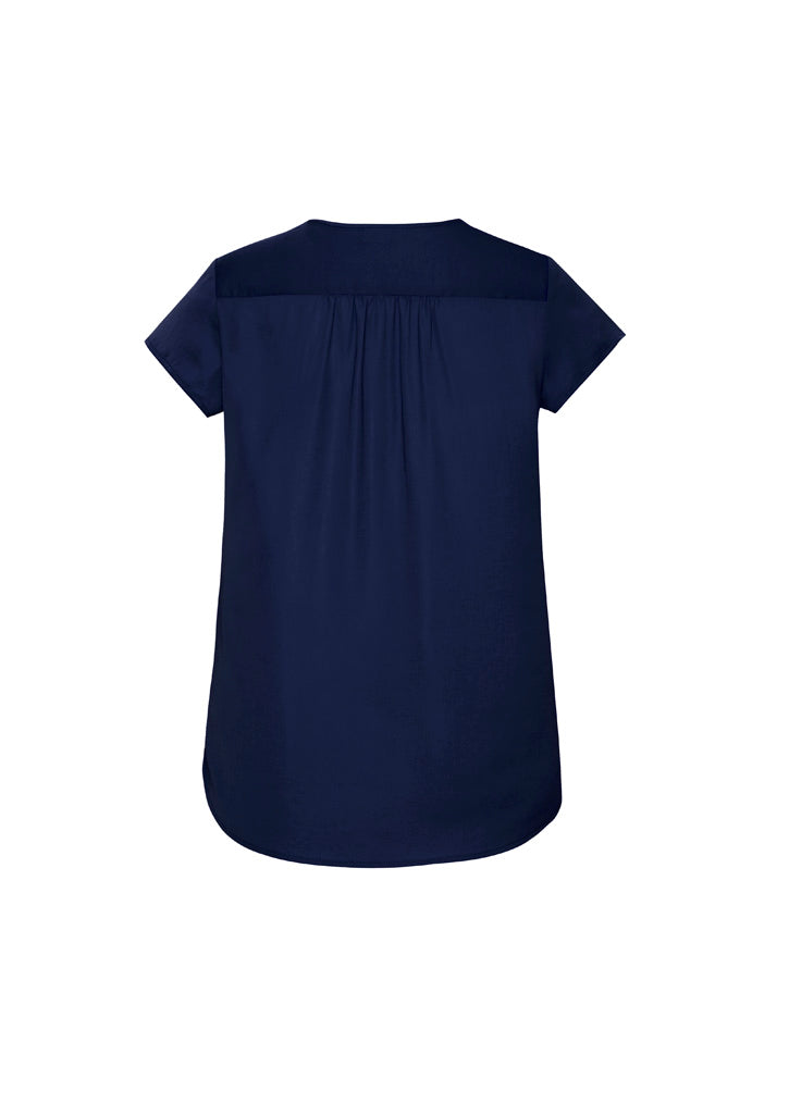 Kayla Womens V-Neck Pleat Blouse