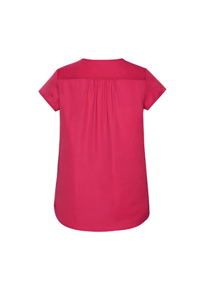 Kayla Womens V-Neck Pleat Blouse