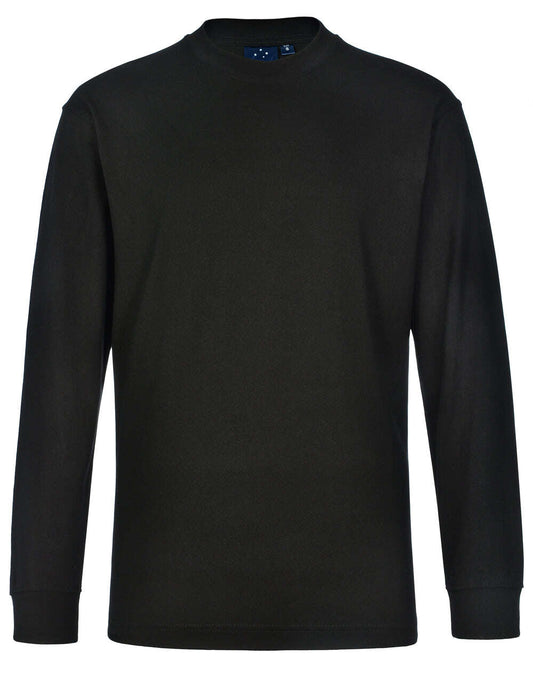 Mens 100% Cotton Tee Long Sleeve Crew Neck - NS PROMO