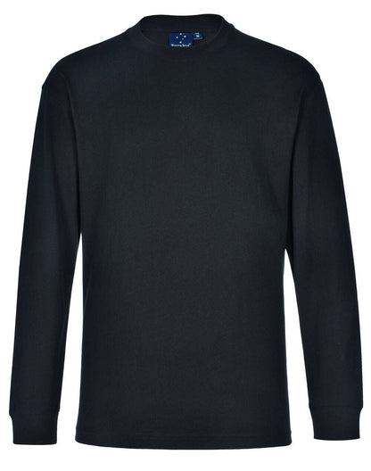 Mens 100% Cotton Tee Long Sleeve Crew Neck - NS PROMO