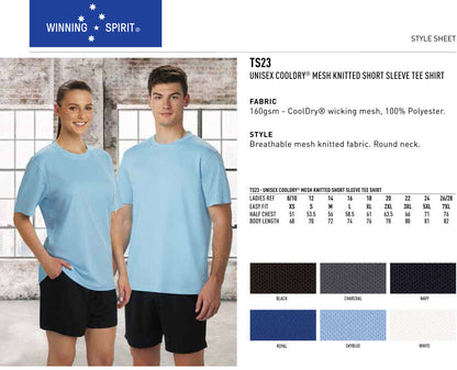 Unisex CoolDry Tee Shirt Short Sleeve Mesh Knitted - NS PROMO