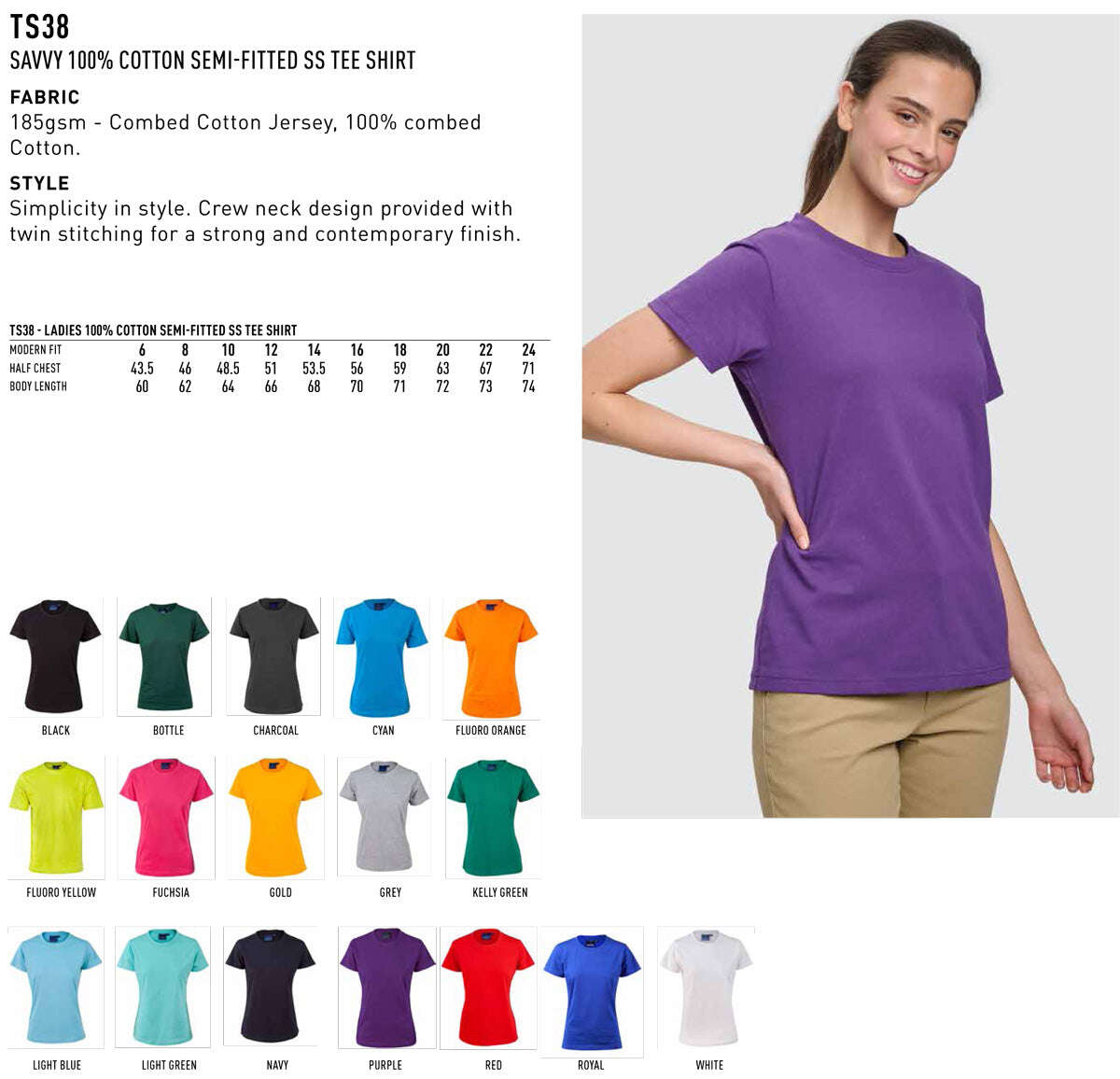Ladies  Cotton T-Shirt Semi-Fitted - NS PROMO