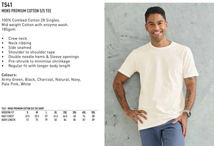 Mens Premium Cotton Tee Short Sleeve - NS PROMO