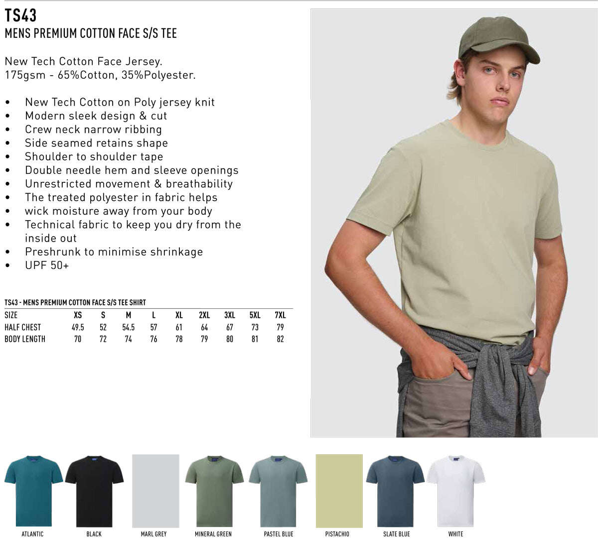 Mens Premium Cotton Face Tee Short Sleeve - NS PROMO