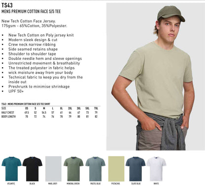 Mens Premium Cotton Face Tee Short Sleeve - NS PROMO