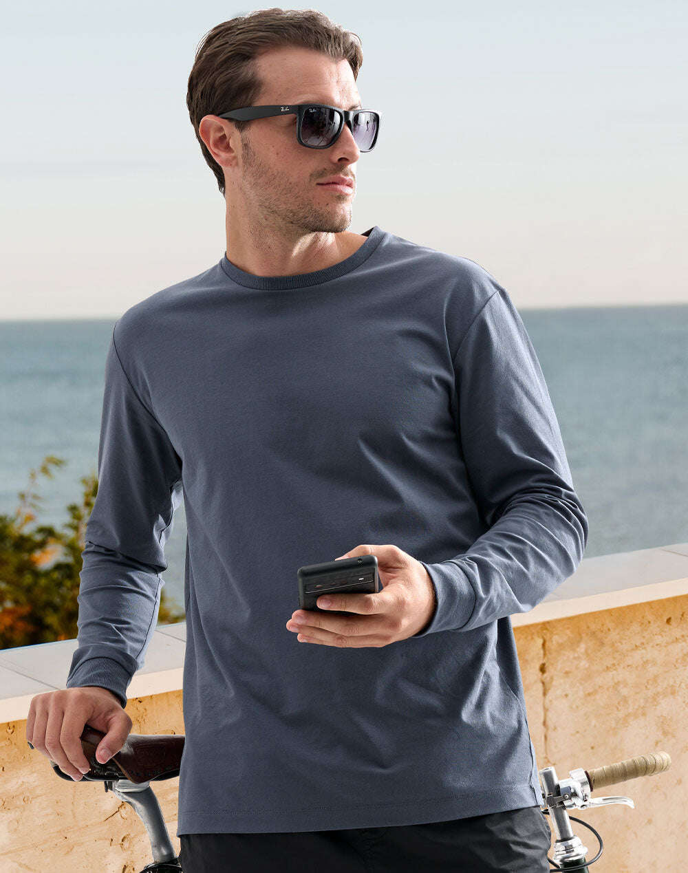Mens Cotton Face  Tee Long Sleeve Premium - NS PROMO