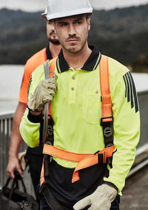 Mens Hi Vis Flux Long Sleeve Polo